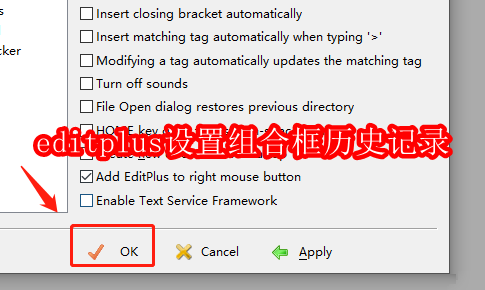 editplus如何设置组合框历史记录