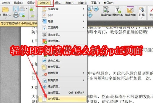 轻快PDF阅读器怎么拆分pdf页面
