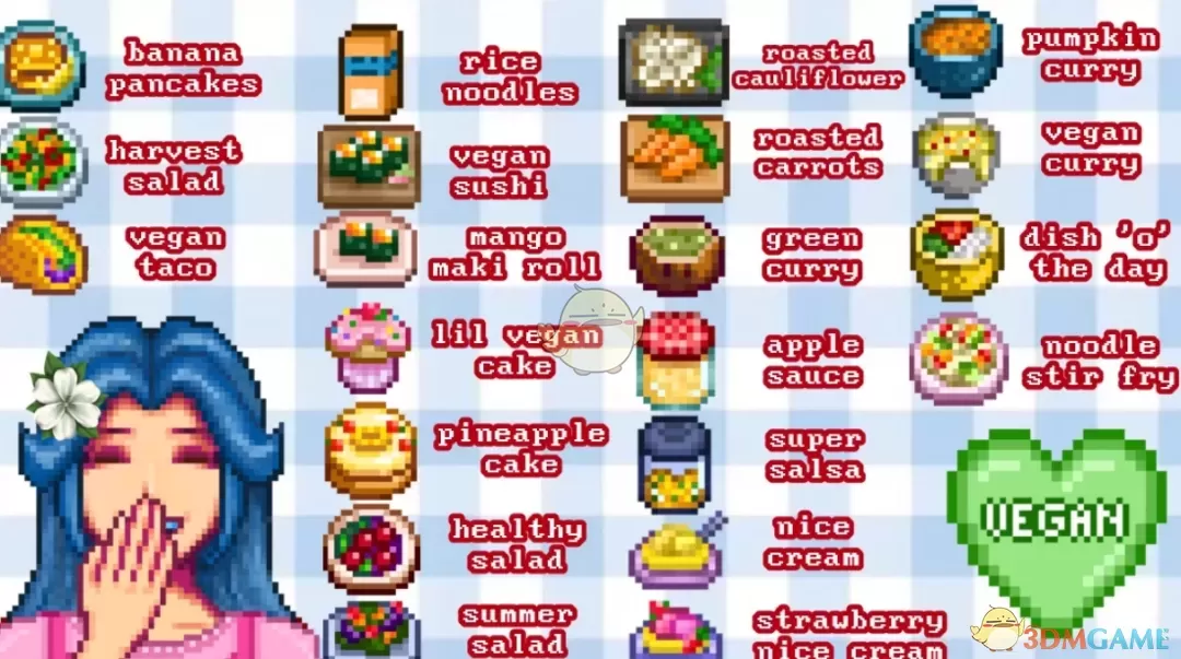 《星露谷物语》素食菜单食谱MOD