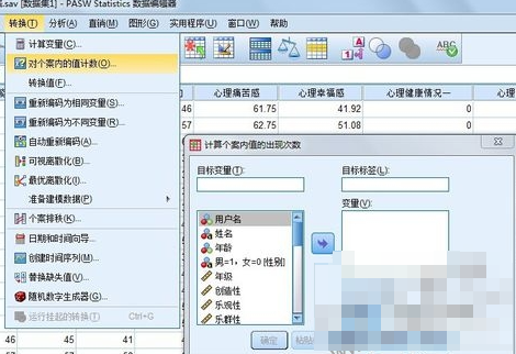 IBM spss如何对变量进行计数
