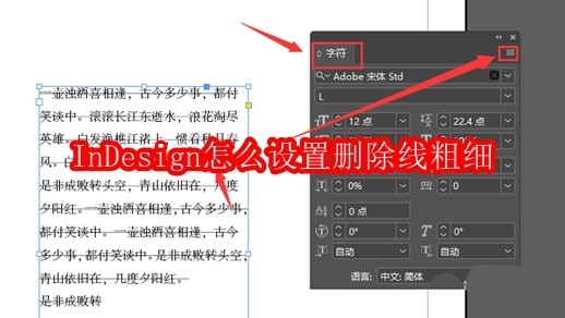 InDesign怎么设置删除线粗细