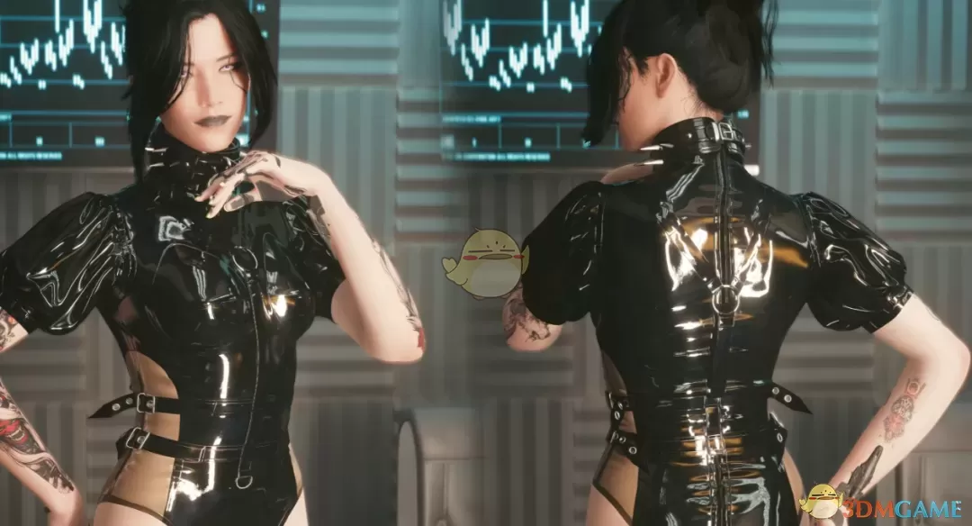 《赛博朋克2077》小恶魔乳胶连体紧身衣MOD