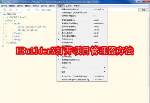 HBuilderX打开项目管理器方法
