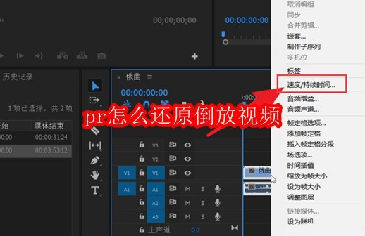 pr怎么还原倒放视频