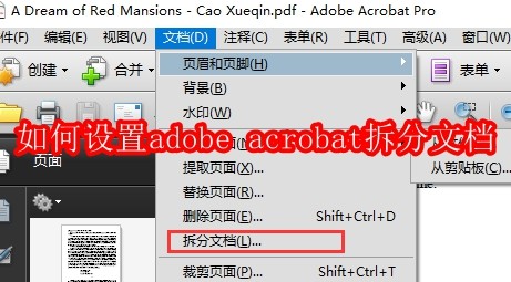 如何设置adobe acrobat拆分文档