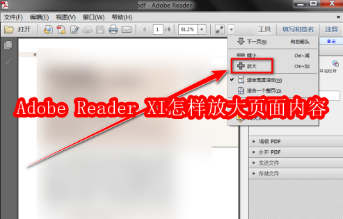 Adobe Reader XI怎样放大页面内容