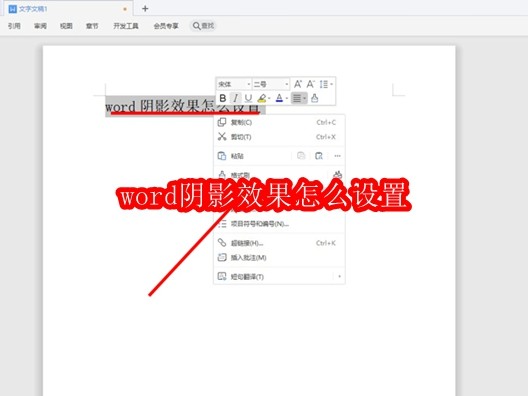 word阴影效果怎么设置