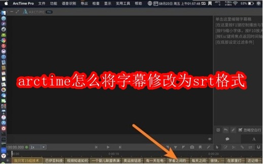 arctime怎么将字幕修改为srt格式