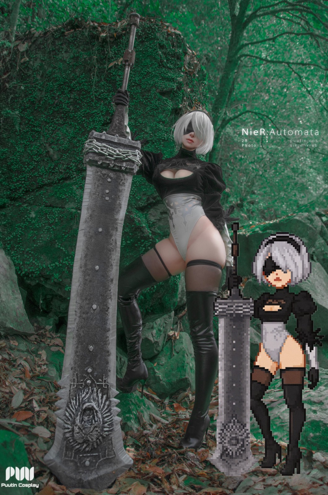 分不清原版 日本Coser puutin超还原《尼尔》2B角色