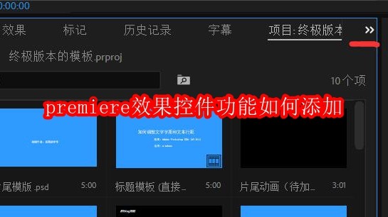 premiere效果控件功能如何添加
