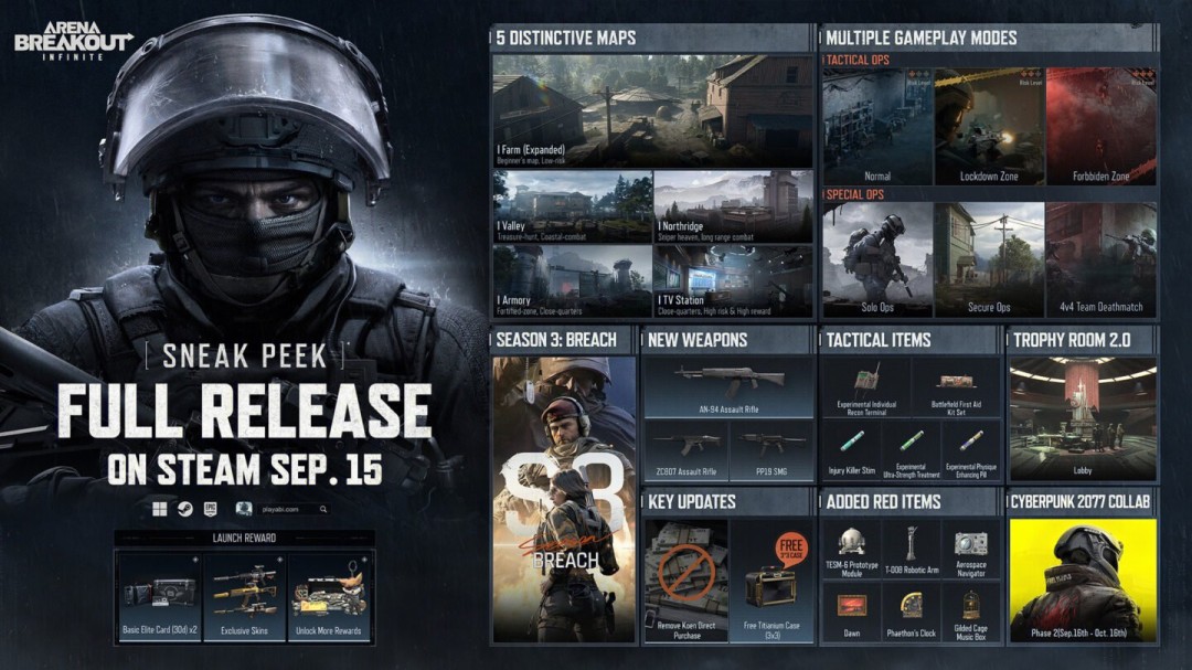 《暗区突围：无限》9月16日正式发售 登陆Steam、Epic