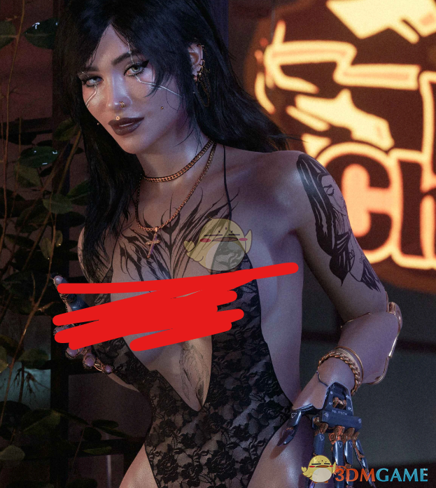 《赛博朋克2077》天鹅绒蕾丝连体衣MOD