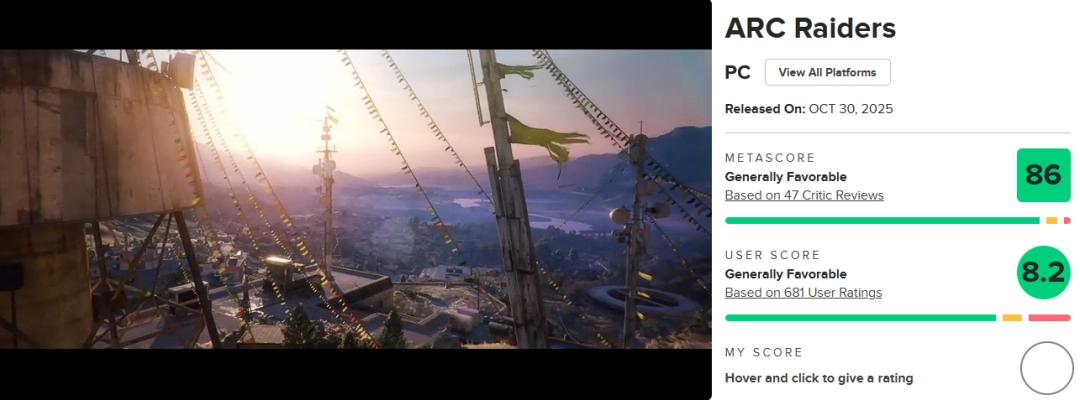 《ARC Raiders》M站均分86 IGN9分:搜打撤新标杆！