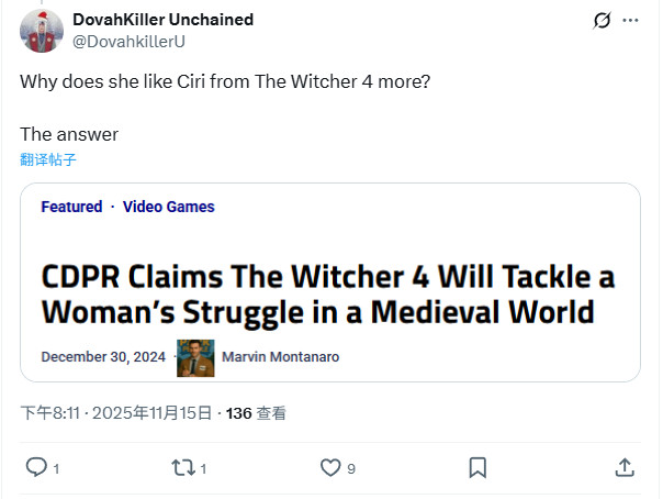 CDPR新社区经理：很难喜欢上《巫师3》里的希里