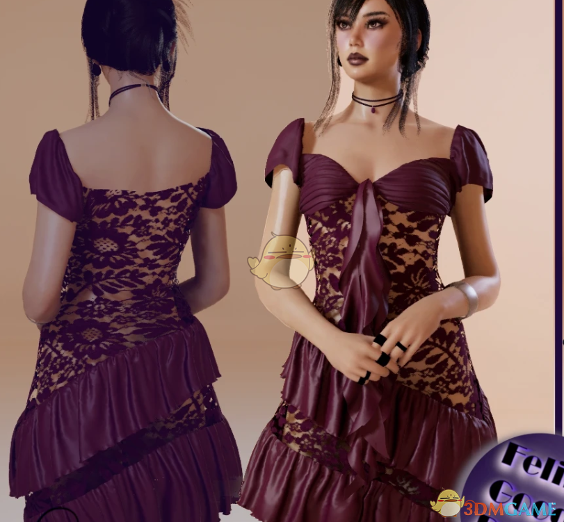 《InZOI》浪漫荷叶边蕾丝裙MOD