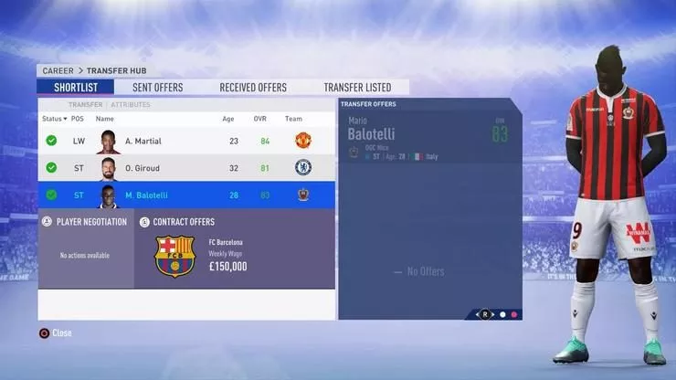 《FIFA 19》经理模式推荐球员一览