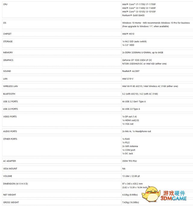 微星推出PRO DP130电脑 商务办公专属