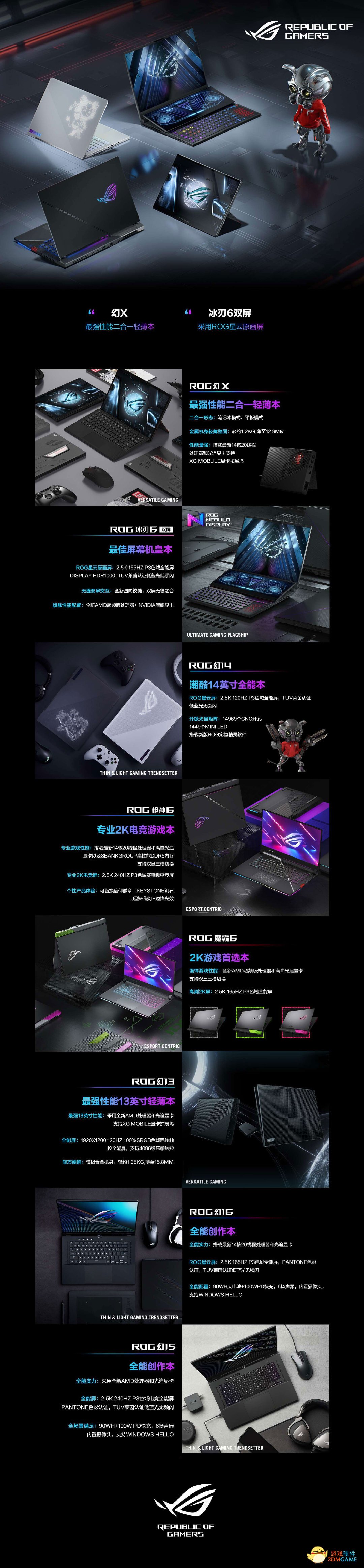 ROG 新一代幻 X / 幻 16 / 枪神 6 笔记本上架，1 月 25 日发布