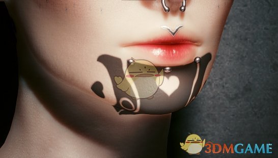 《赛博朋克2077》下巴心形纹身MOD