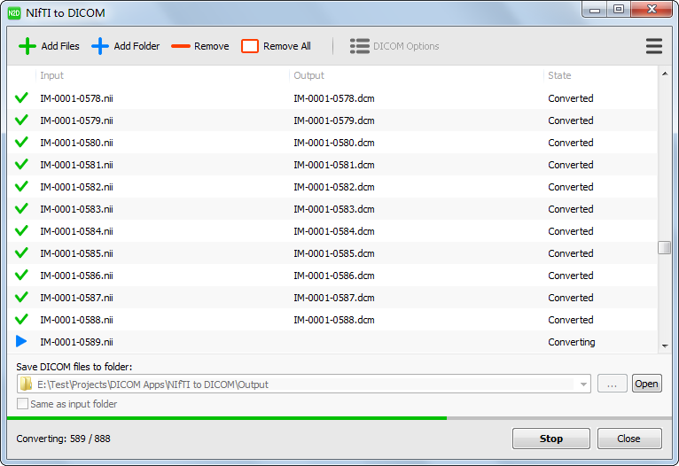 NIfTI to DICOMv1.10.5