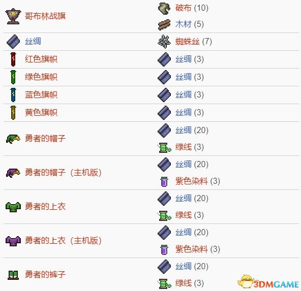 《泰拉瑞亚》图文上手指南 物品合成列表 1.4新增内容