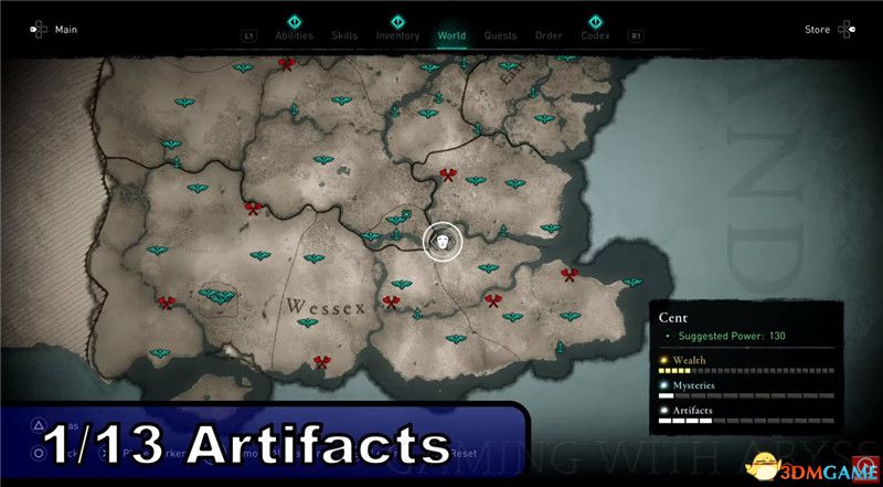 《刺客信条：英灵殿》全收集图文攻略 全财富神秘传说文物装备技能等收集品位置