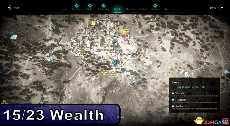 《刺客信条：英灵殿》全收集图文攻略 全财富神秘传说文物装备技能等收集品位置