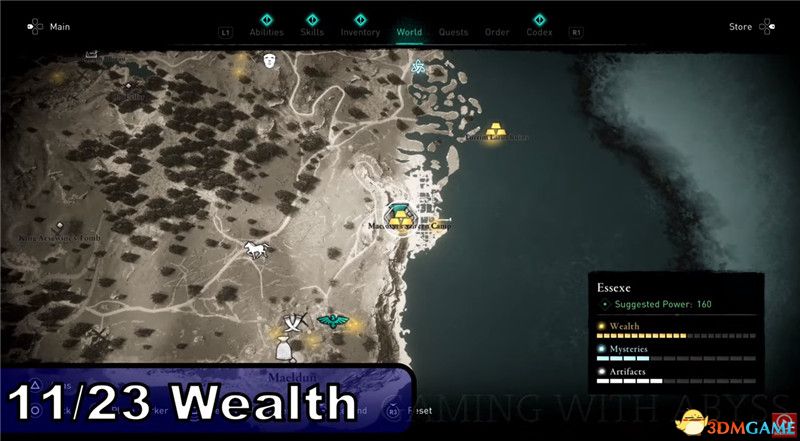 《刺客信条：英灵殿》全收集图文攻略 全财富神秘传说文物装备技能等收集品位置