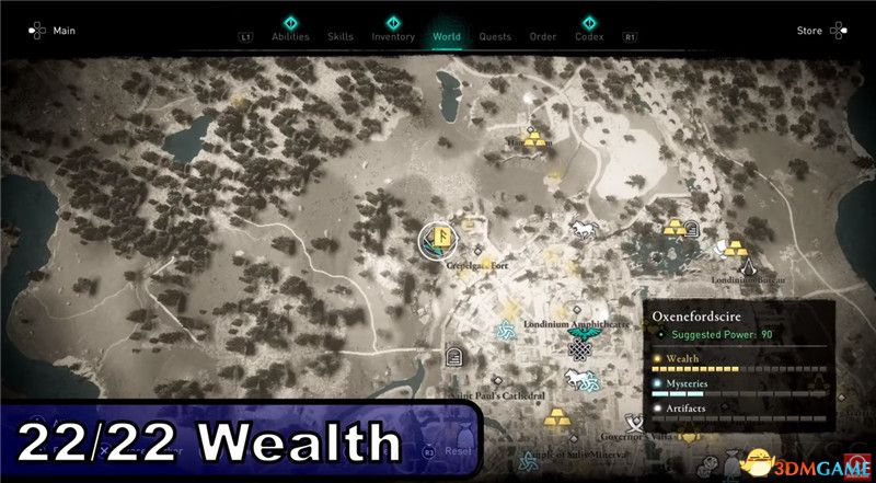 《刺客信条：英灵殿》全收集图文攻略 全财富神秘传说文物装备技能等收集品位置
