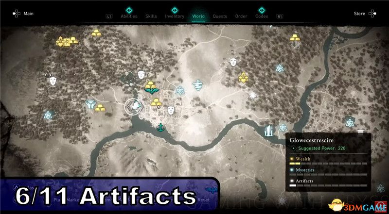 《刺客信条：英灵殿》全收集图文攻略 全财富神秘传说文物装备技能等收集品位置