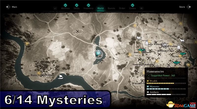 《刺客信条：英灵殿》全收集图文攻略 全财富神秘传说文物装备技能等收集品位置