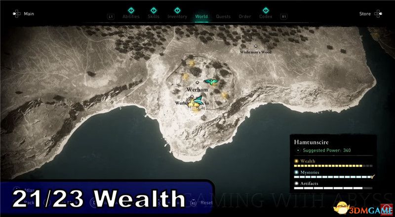 《刺客信条：英灵殿》全收集图文攻略 全财富神秘传说文物装备技能等收集品位置