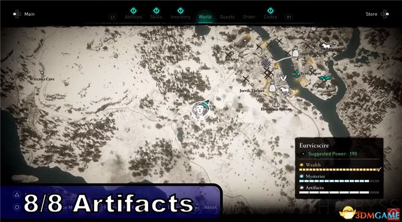 《刺客信条：英灵殿》全收集图文攻略 全财富神秘传说文物装备技能等收集品位置