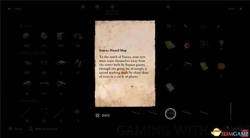 《刺客信条：英灵殿》全收集图文攻略 全财富神秘传说文物装备技能等收集品位置