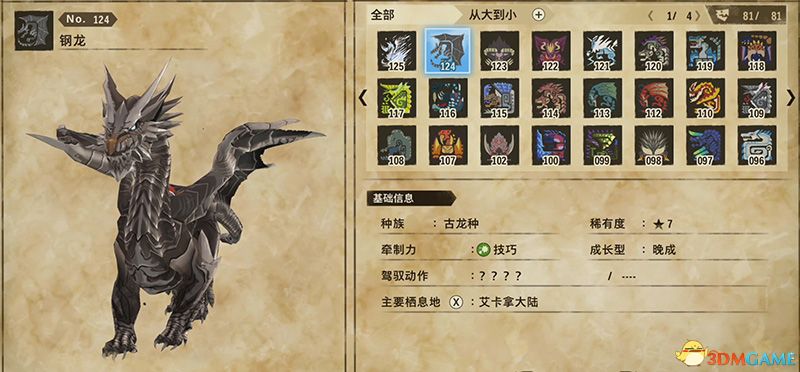 《怪物猎人物语2：破灭之翼》全随行兽图鉴 随行兽能力详解
