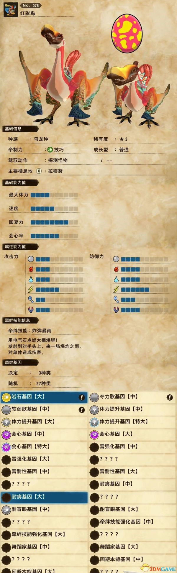《怪物猎人物语2：破灭之翼》全随行兽图鉴 随行兽能力详解