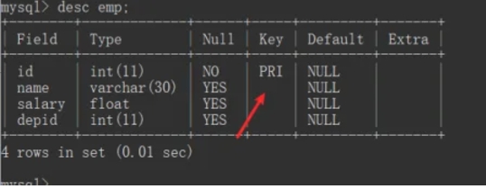 mysql怎么添加主键PRIMARY KEY