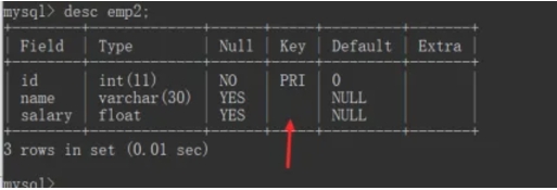 mysql怎么添加主键PRIMARY KEY