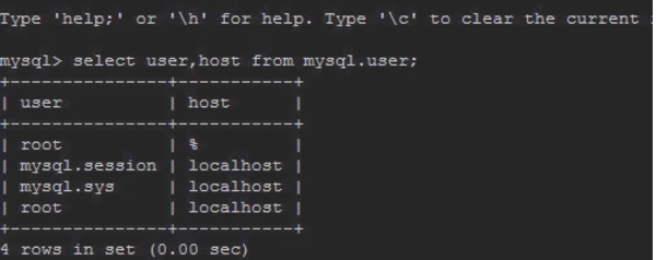 mysql怎么查看命令行数据库所有用户