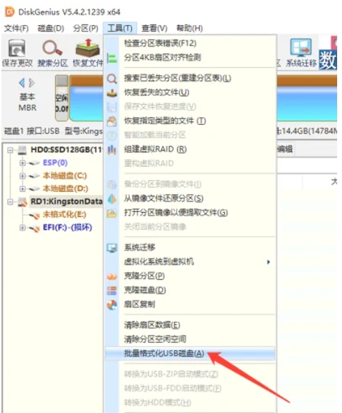 diskgenius怎么批量格式化USB磁盘
