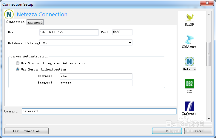 Database Master创建netezza数据库连接