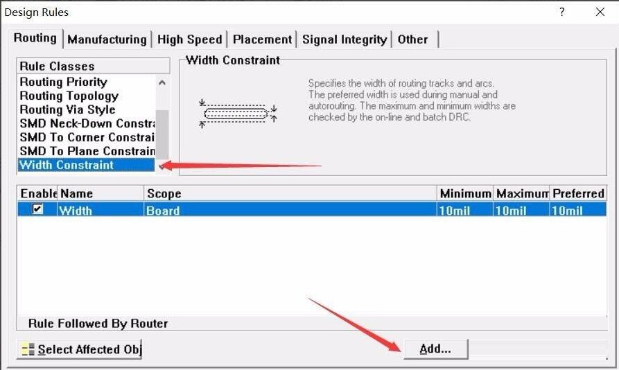Protel99se怎么设置PCB线宽