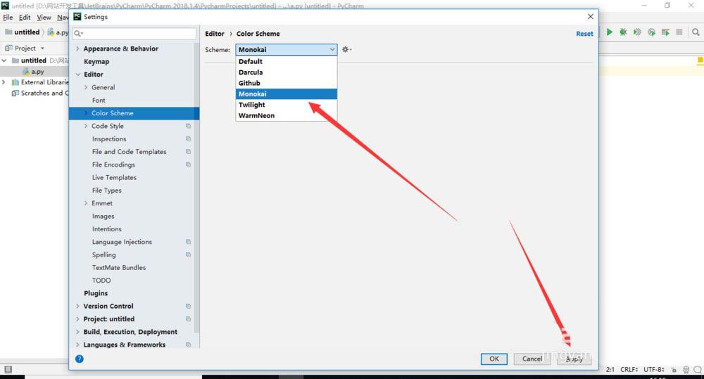 PyCharm深色窗口背景色怎么设置