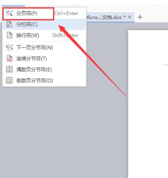 WPS Office如何插入分页符号