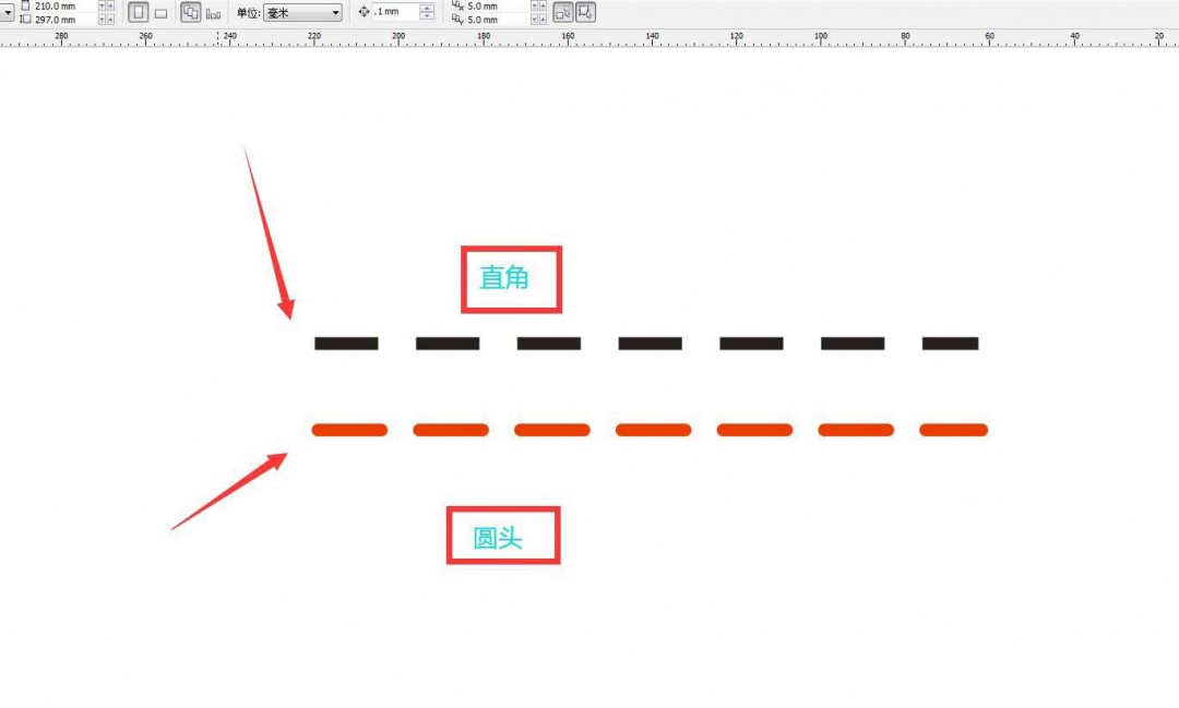 cdr虚线怎么设置圆头