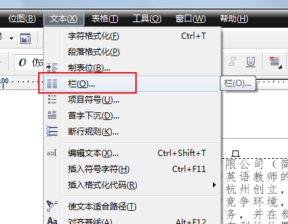 CorelDraw X4文字怎样分栏