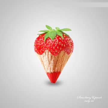 PS如何合成草莓铅笔图像