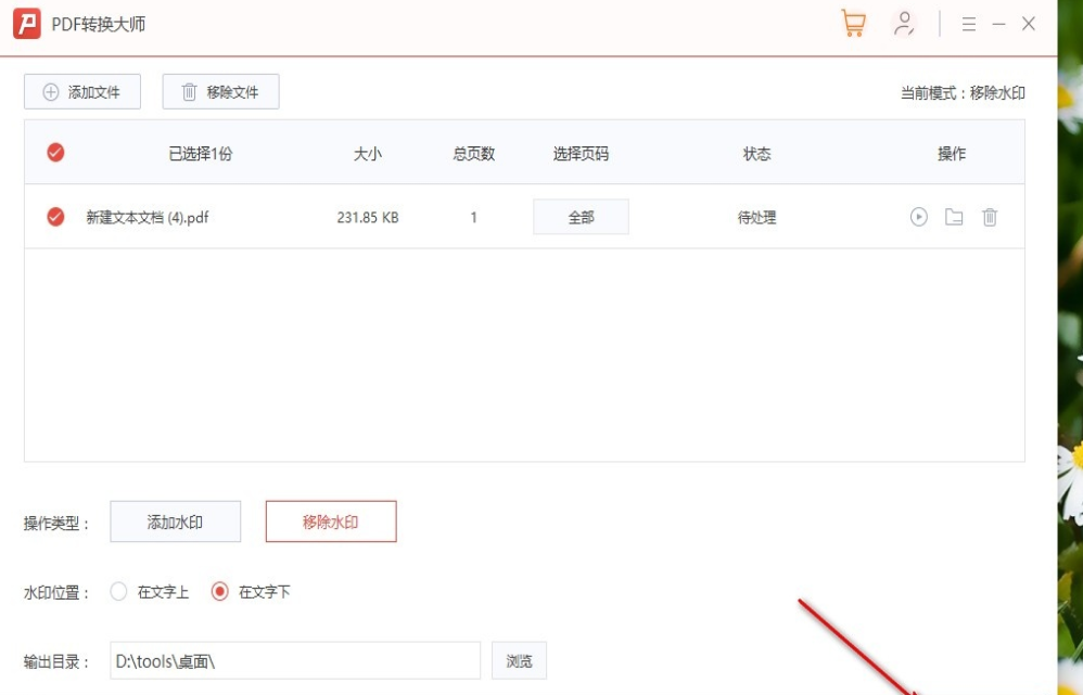 PDF转换大师如何移除PDF文件水印