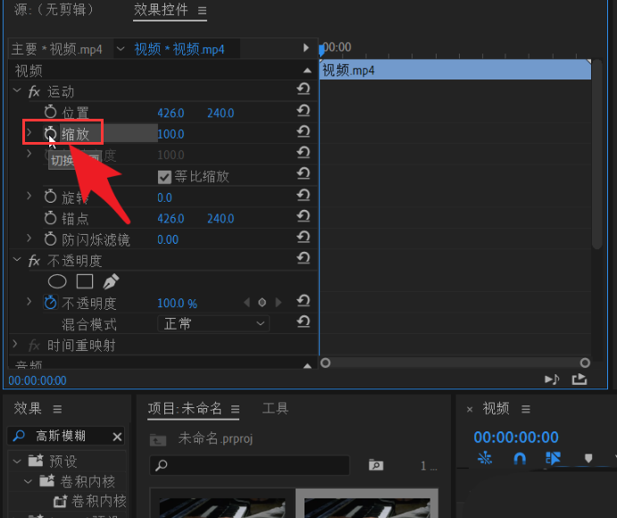 Pr怎么将视频添加放大效果