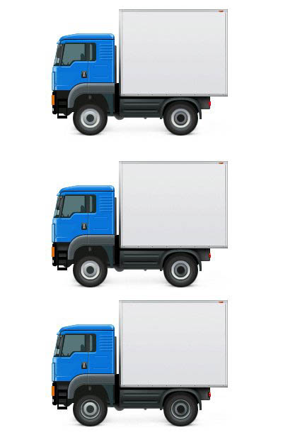 PS鼠绘矢量风格的小货车图标